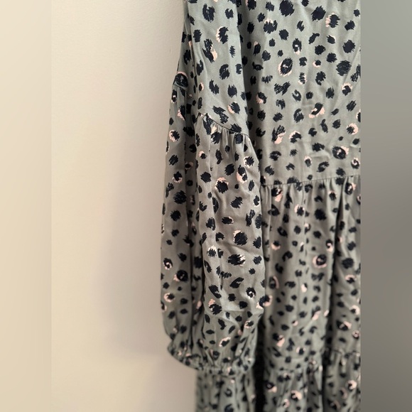 Mud Pie Maybell Flounce Leopard Mini Dress Size Small Tiered Balloon Sleeve Boho - Picture 7 of 8